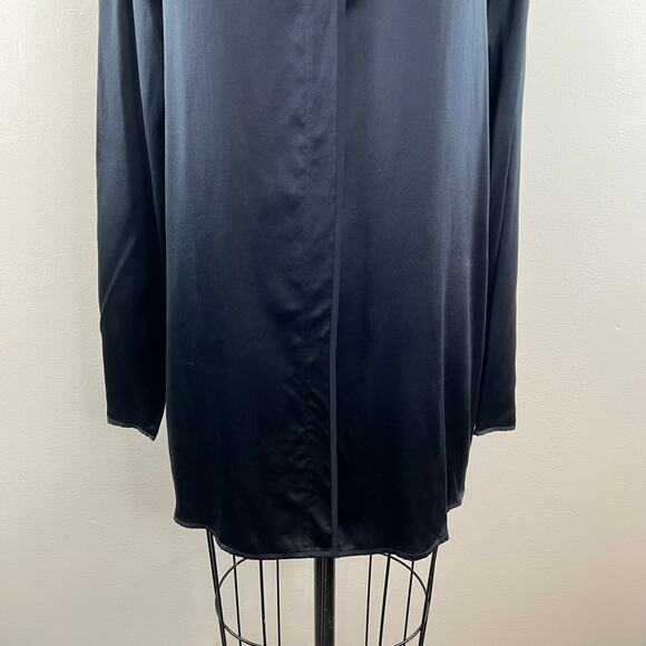 VINTAGE Elie Tahari Black Top Silk Split-Neck Bell Sleeve Pullover Size Large L - Picture 4 of 10